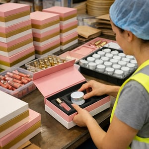contract packing hand assembly cosmetics into layered packaging-4