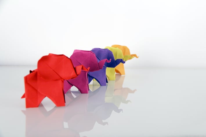 FoldedPaperOrigamiElephants