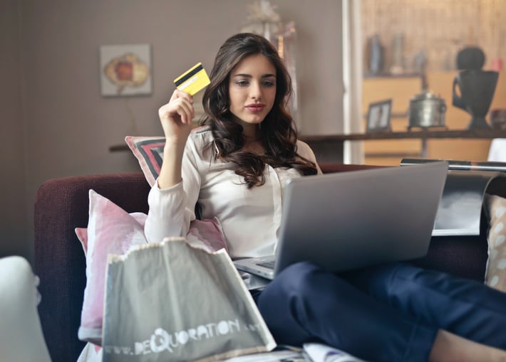 Lady Holding Gift Card